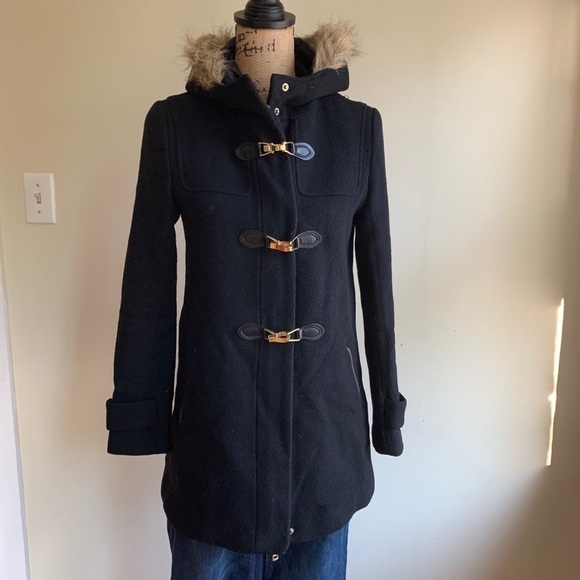 Cole Haan Signature black hooded duffel coat 2 - Picture 9 of 12